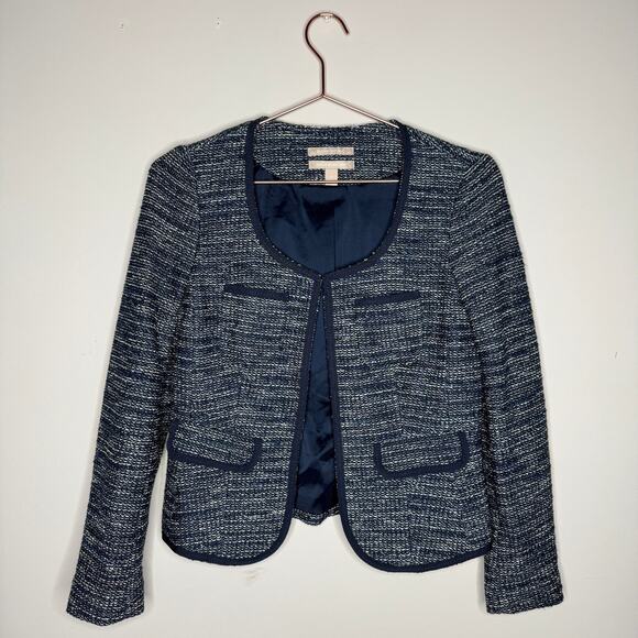 Banana Republic Jackets & Blazers - Banana Republic Womens Blazer 2 Blue Italian Fabric Tweed Office Preppy Academia